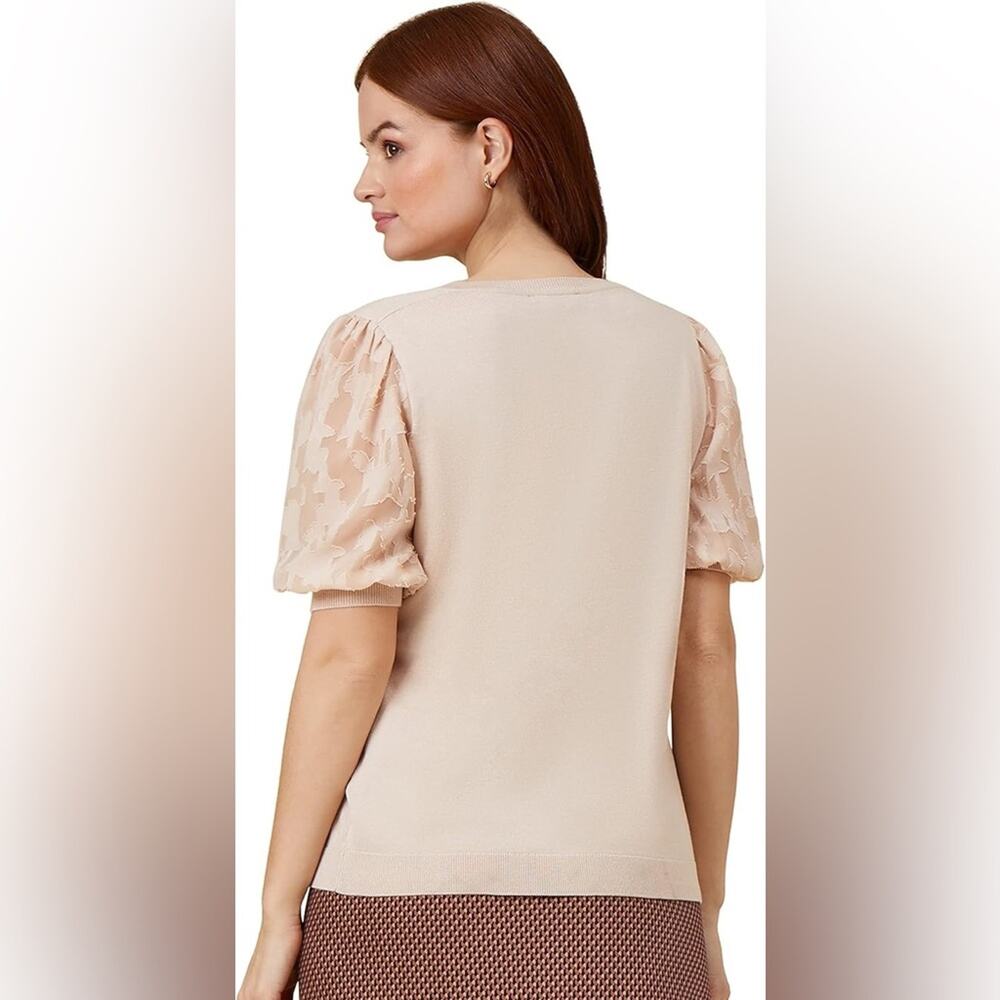 Adrianna‎ Papell Women's 3/4 Floral Burnout Sleeve V-Neck Sweater NWT Size XL - Picture 3 of 3